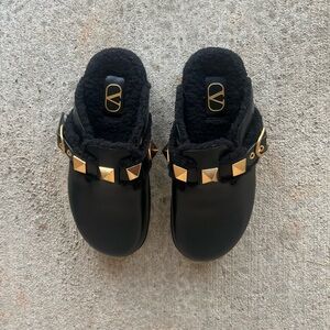 Valentino Garavani Leather Mule with Roman Stud Trim